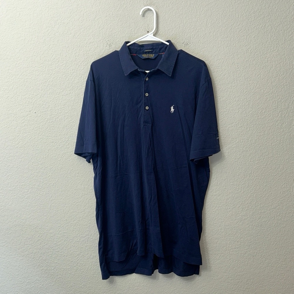 Vintage Polo Golf Shirt By Ralph Lauren Pima Cotton Men's Size Large L Peru Blue
